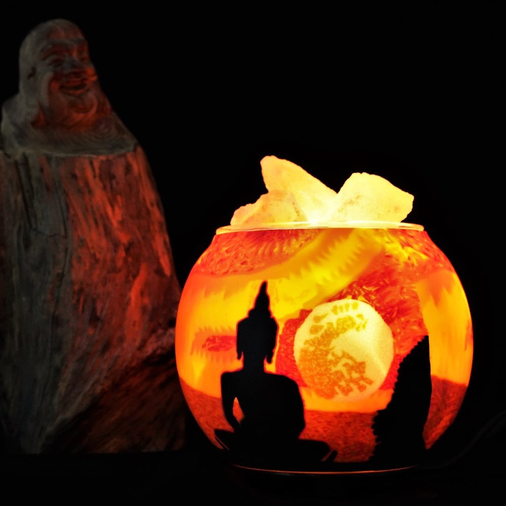 HANDCRAFTED - BUDDHA - HIMALAYAN SALT ROCK OIL DIFFUSER LAMP